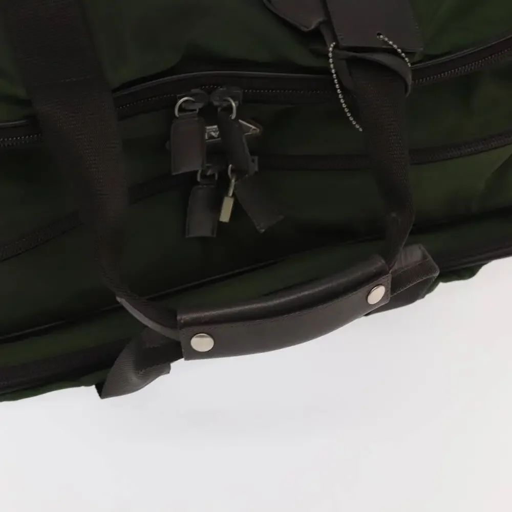 PRADA Boston Bag Nylon Khaki Silver